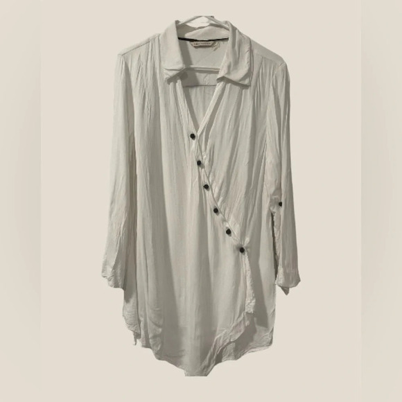 Soft Surroundings | Asymmetrical Knot Buttoned Crossover Blouse - Picture 1 of 7